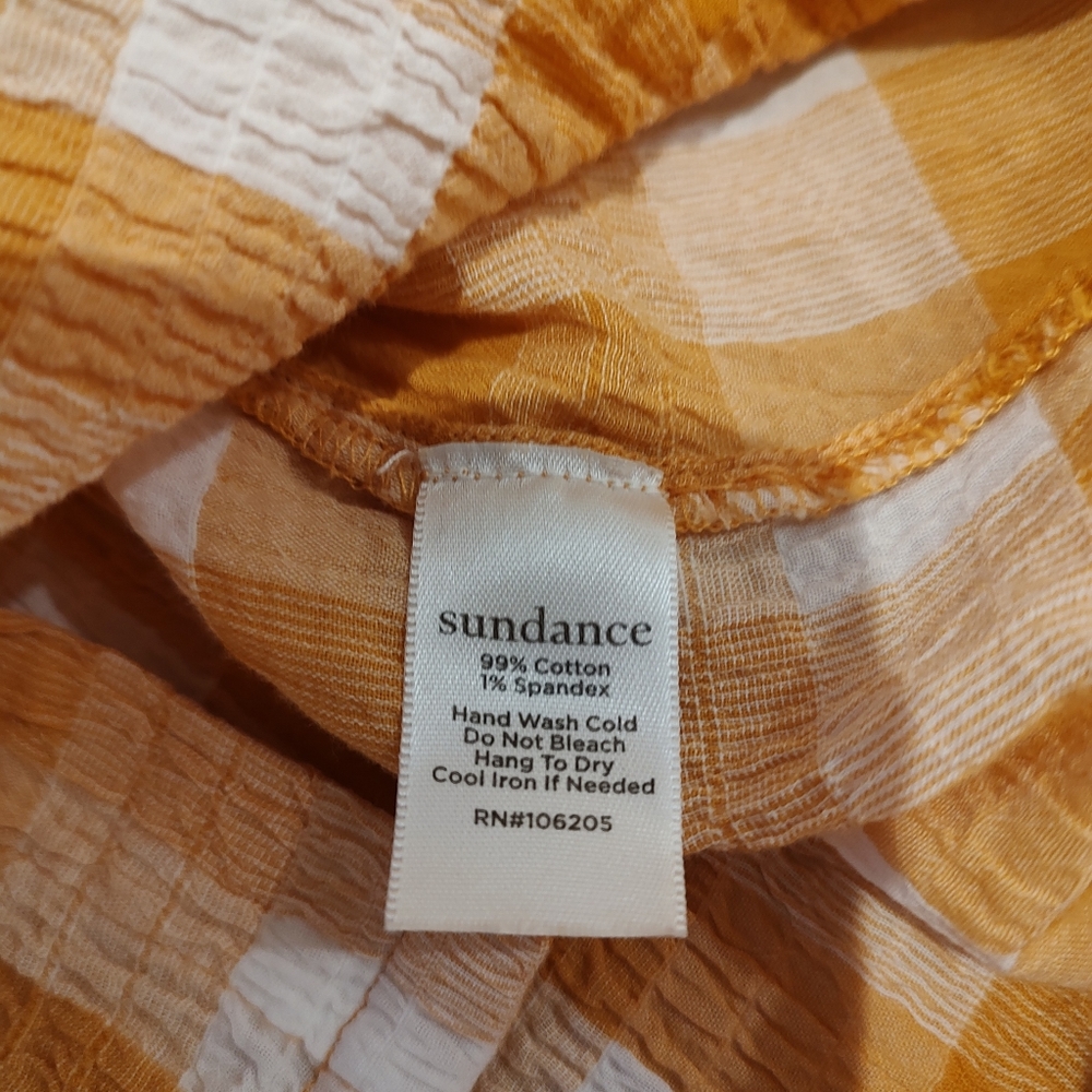 Sundance Lorna Camp Shirt Crinkle Fabric White Roll Sleeve Ruched … - Picture 9 of 11